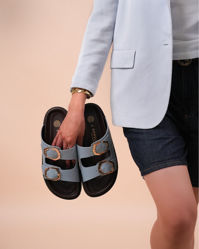GALIA EMBOSSED LEATHER AZURE
