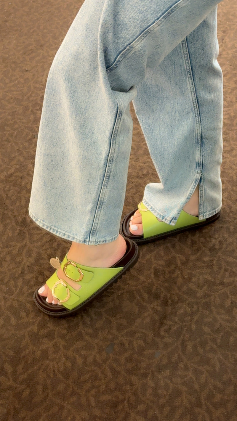 GALIA EMBOSSED LEATHER LIME