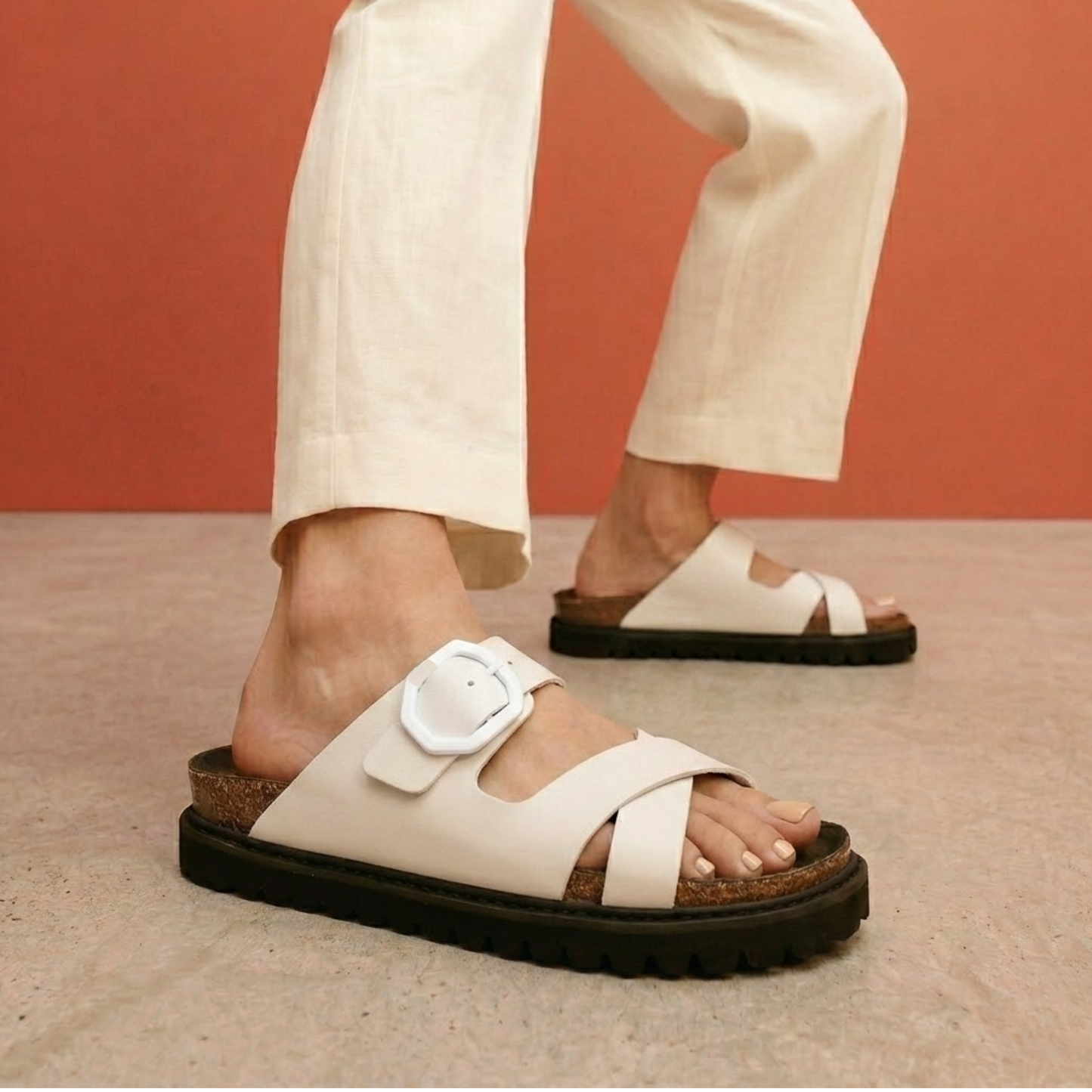 GEORGINA LEATHER OFF WHITE