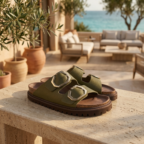 GALIA EMBOSSED LEATHER KAKI