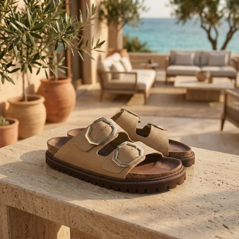 GALIA EMBOSSED LEATHER TAUPE